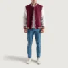 Burgundy maroon and white varsity letterman jacket 4
