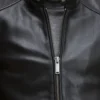 Cafe racer black leather jacket