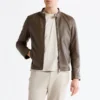 Cafe racer mens khaki jacket