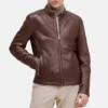 Cafe racer mens mahogany jacket