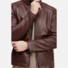 Cafe racer mens mahogany leather jacket