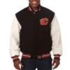 Calgary flames domestic two tone wool and leather jacket black white 1
