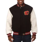 Calgary Flames Domestic Two Tone Wool/Leather Jacket