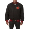 Calgary flames one color wool varsity jacket black 1