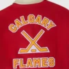 Calgary flames red wool leather varsity jacket
