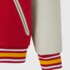 Calgary flames redcream full snap leather varsity jacket