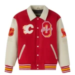 Calgary Flames OVO X NHL Red Wool/Leather Jacket