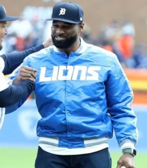 Calvin johnson detroit lions satin jacket