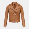 Caramel womens leather biker jacket