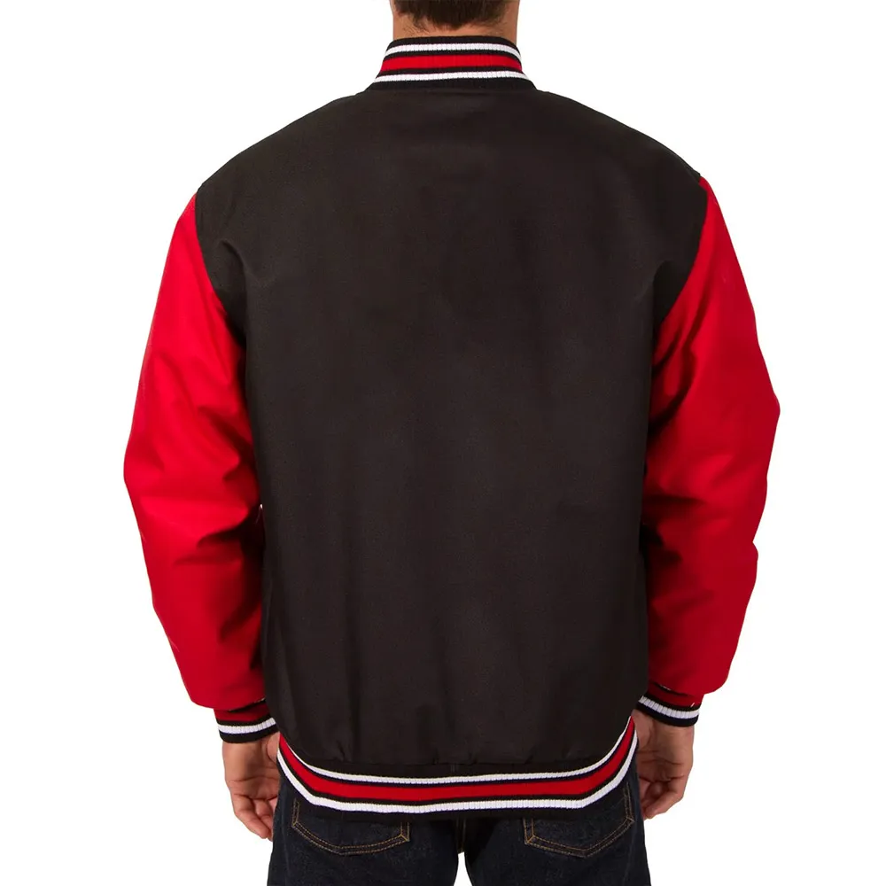 Carolina hurricanes front hit black red polyester jacket