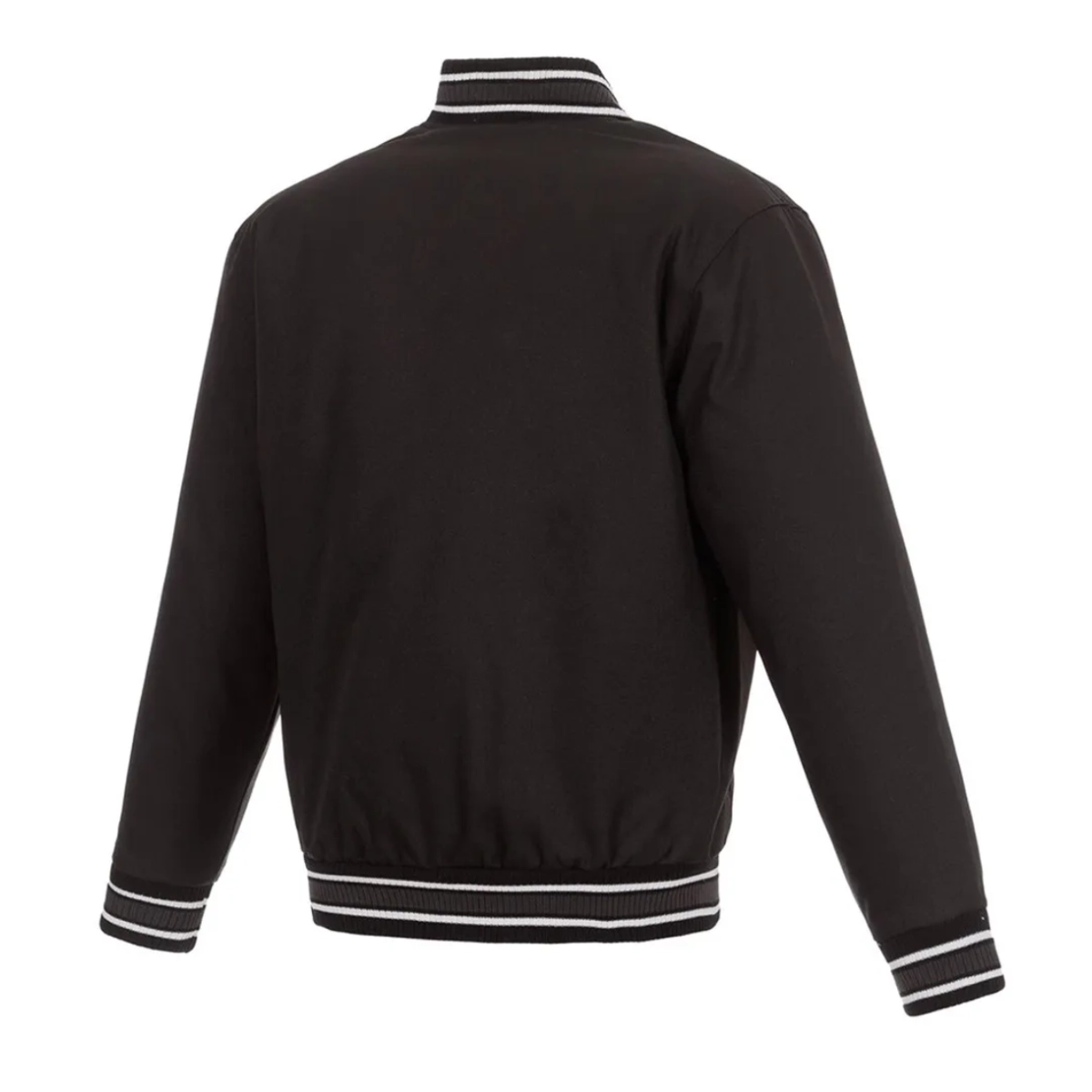 Carolina hurricanes front hit black varsity jacket