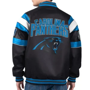 Carolina panthers black leather varsity jacket