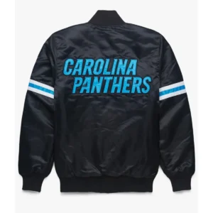 Carolina panthers classic black satin jacket