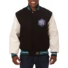 Charlotte hornets domestic two tone wool and leather jacket black white 1