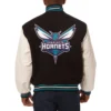 Charlotte hornets domestic two tone wool and leather jacket black white 2