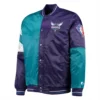 Charlotte hornets leader satin varsity jacket greenpurple 1