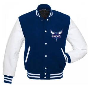 Charlotte hornets letterman wool leather varsity jacket bluewhite 1 1