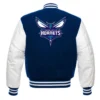 Charlotte hornets letterman wool leather varsity jacket bluewhite 2 1