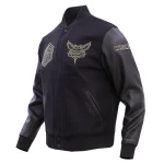 Charlotte Hornets Black & Gold Wool/Leather Jacket