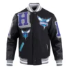 Charlotte hornets pro standard mashup wool and leather varsity jacket 2