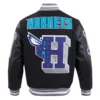Charlotte hornets pro standard mashup wool and leather varsity jacket 4