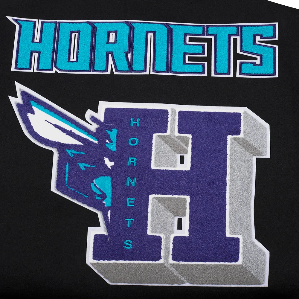 Charlotte hornets pro standard mashup wool and leather varsity jacket 5