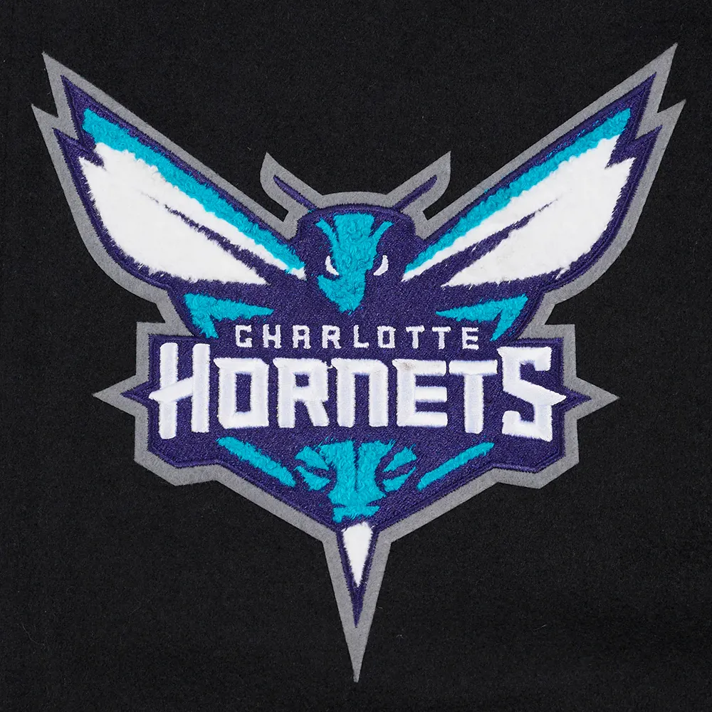 Charlotte hornets pro standard mashup wool and leather varsity jacket 8