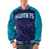 Charlotte hornets renegade satin varsity jacket purple teal 1