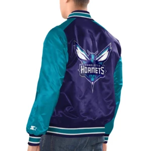 Charlotte hornets renegade satin varsity jacket purple teal 2
