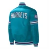 Charlotte hornets slider full snap satin varsity jacket blue 2