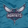 Charlotte hornets slider full snap satin varsity jacket blue 3
