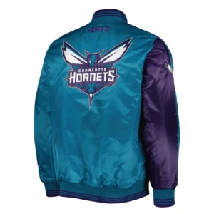 Charlotte hornets starter fast break satin varsity jacket purple teal 2