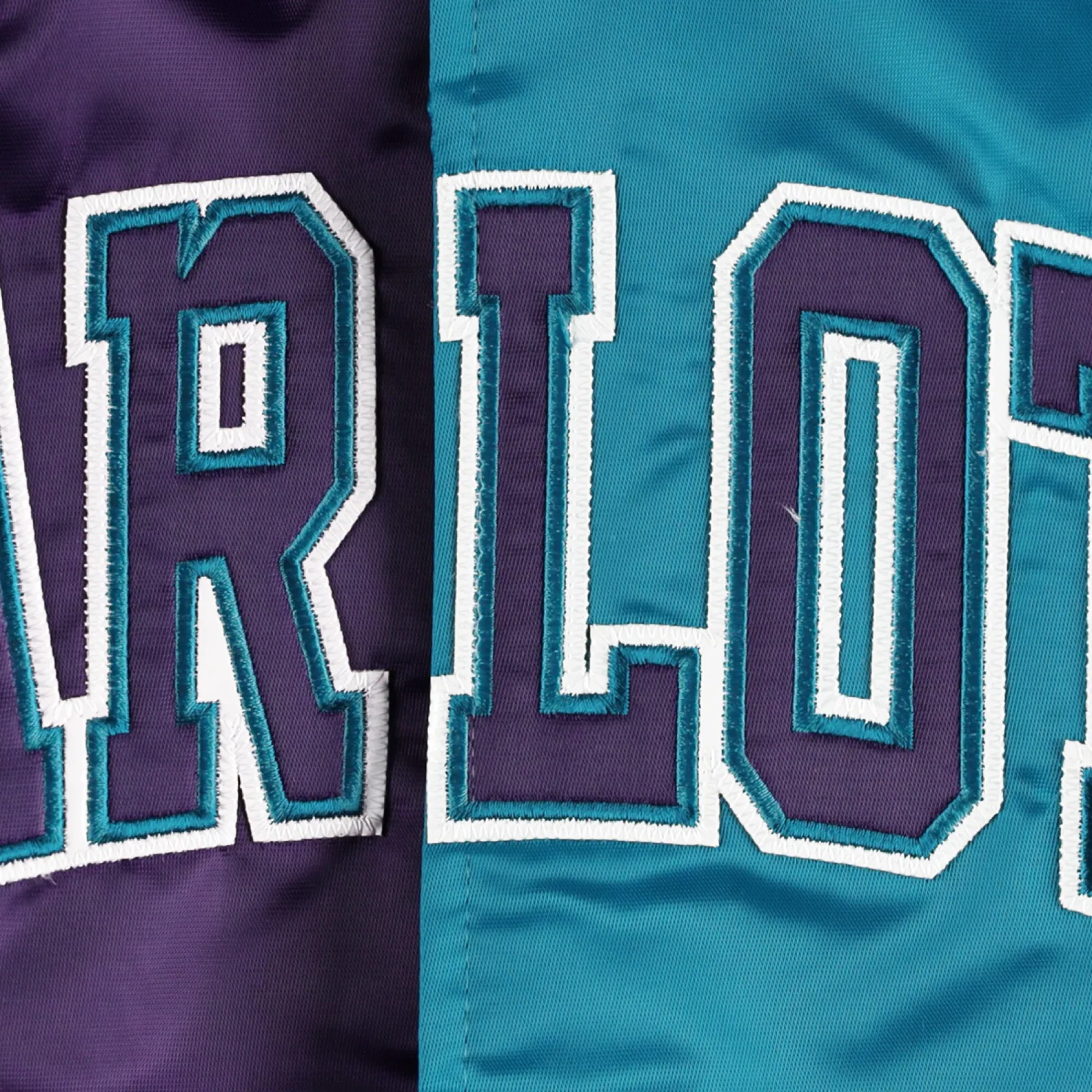 Charlotte hornets starter fast break satin varsity jacket purple teal 3