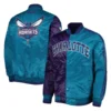 Charlotte hornets starter fast break satin varsity jacket purple teal 4