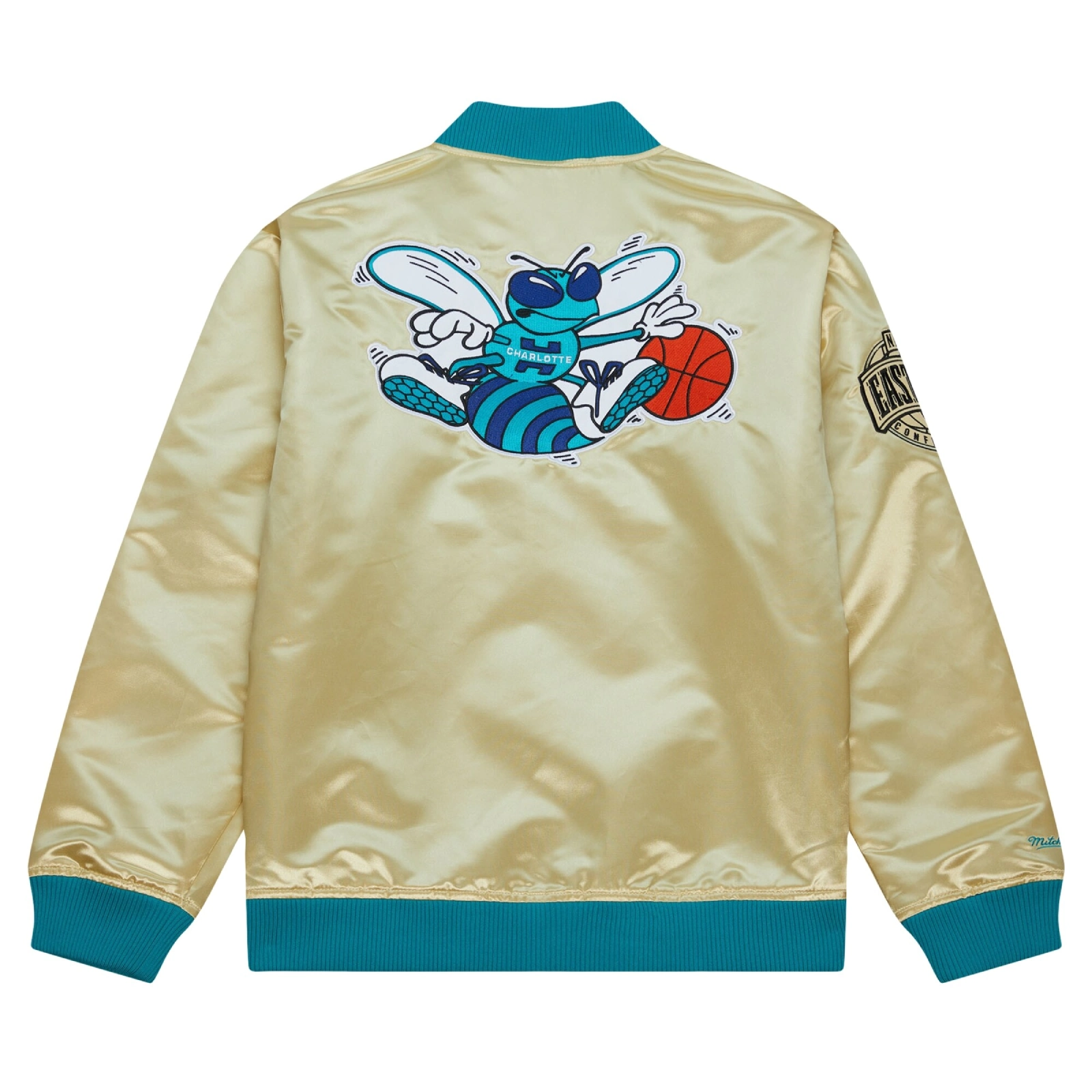 Charlotte hornets team og 20 full zip satin varsity jacket gold 2