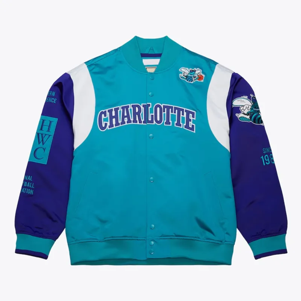 Charlotte hornets team origins satin jacket