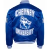 Cheyney wolves campus remix full snap satin varsity jacket