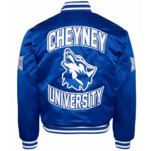 Cheyney wolves campus remix full snap satin varsity jacket