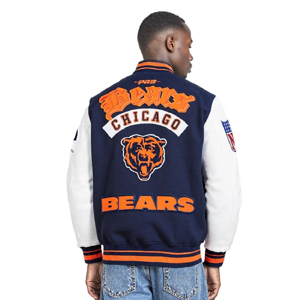 Chicago bears best of mens rib knitted wool varsity jacket