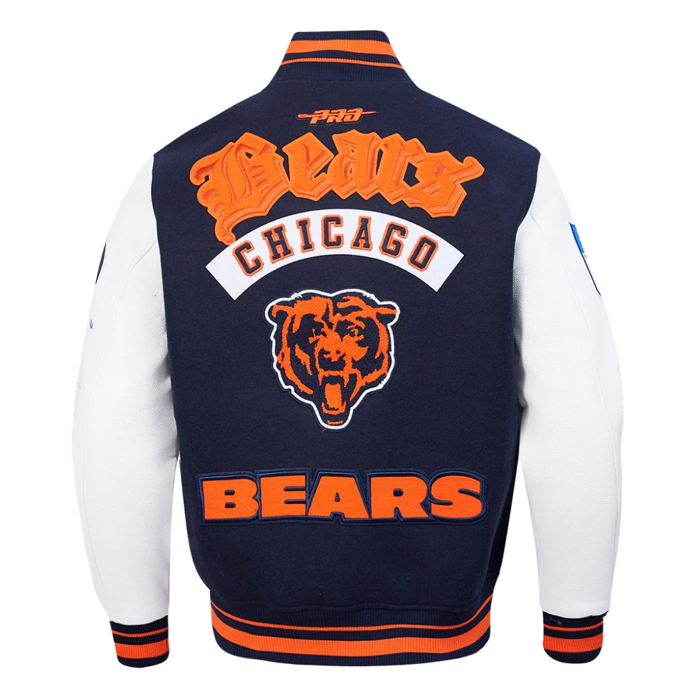 Chicago bears best of mens wool and leather jacket