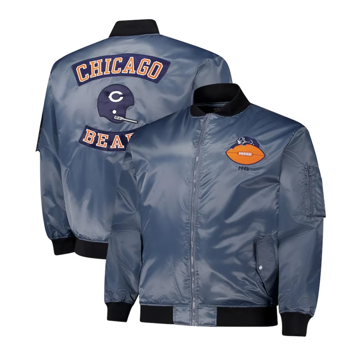 Chicago bears big tall full zip bomber jacket