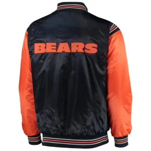 Chicago bears enforcer full snap satin varsity jacket navyorange 2