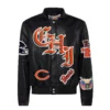 Chicago bears full real leather old english jacket black 1