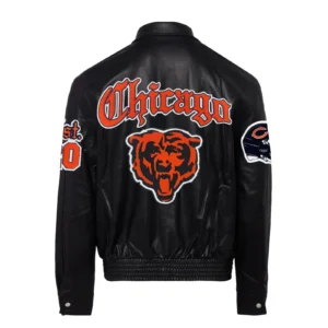 Chicago bears full real leather old english jacket black 2