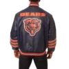 Chicago bears full real leather varsity jacket navy 1 1