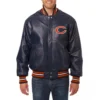 Chicago bears full real leather varsity jacket navy 1