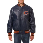 Chicago Bears Full Leather Navy Varsity Jacket