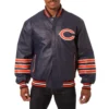 Chicago bears full real leather varsity jacket navy 1 2