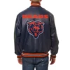 Chicago bears full real leather varsity jacket navy 2