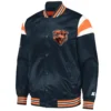 Chicago bears full snap satin varsity jacket navy 1